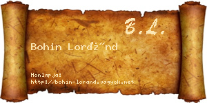 Bohin Loránd névjegykártya